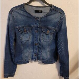 1822 Denim Jean Jacket Button-Front Long Sleeve Cotton Size Medium